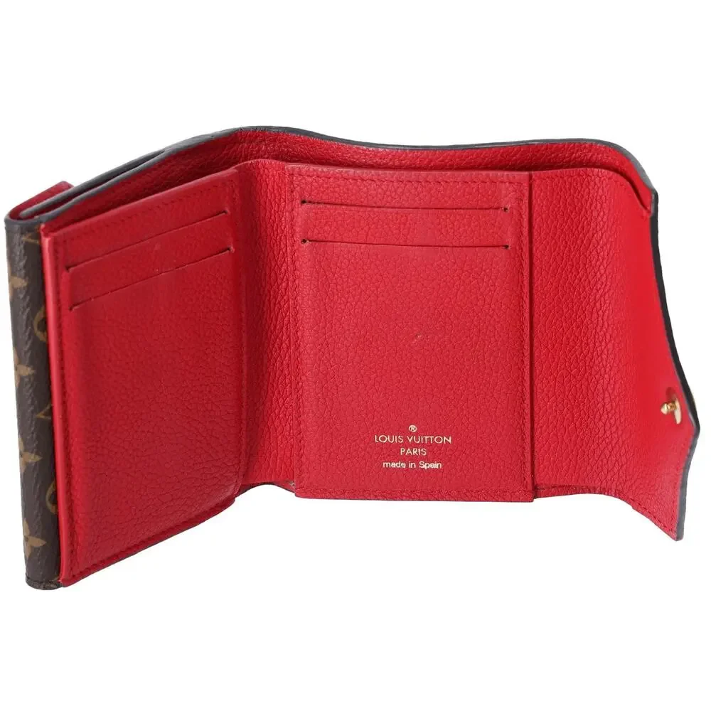 Louis Vuitton Double V Compact Trifold Wallet M64419 Ruby Red Brown Monogram